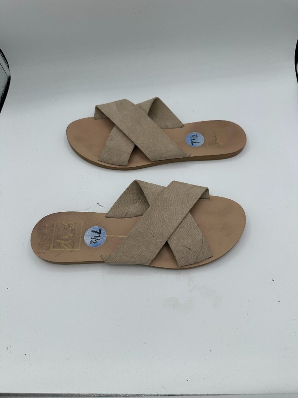 DV8 by Dolce Vita Crossover Slide Sandals Faux Suede Tan Women's 7.5
